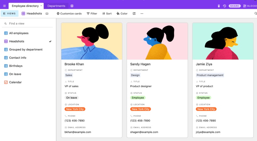 Vue Gallerie Airtable