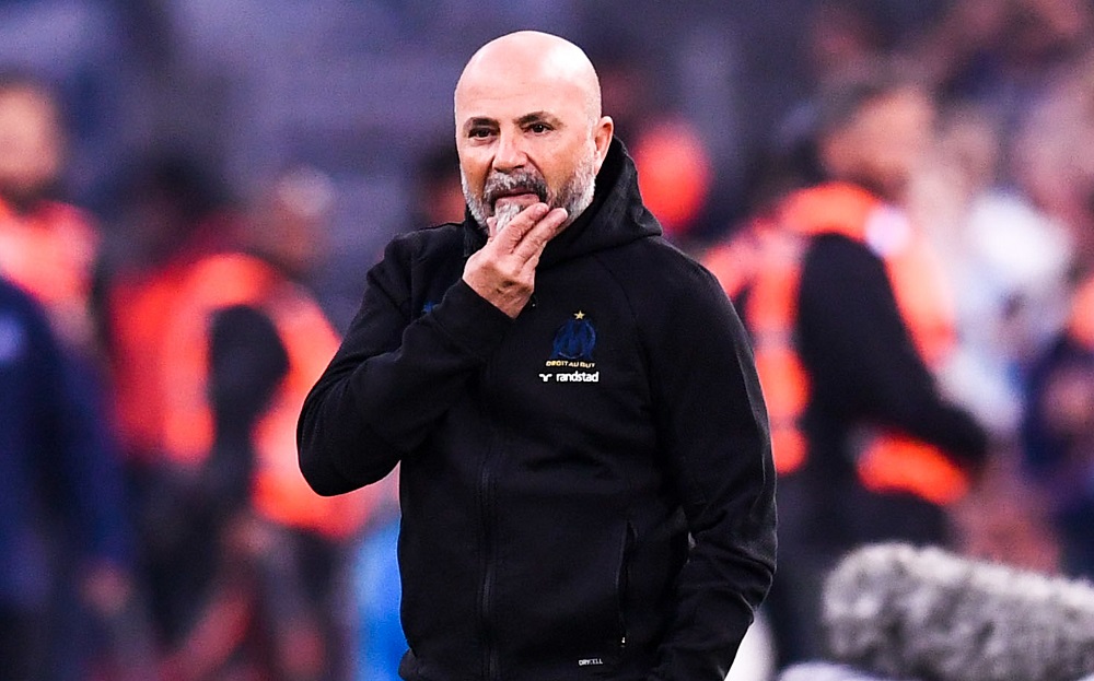 Jorge Sampaoli lors d'un match entre Marseille et Lyon