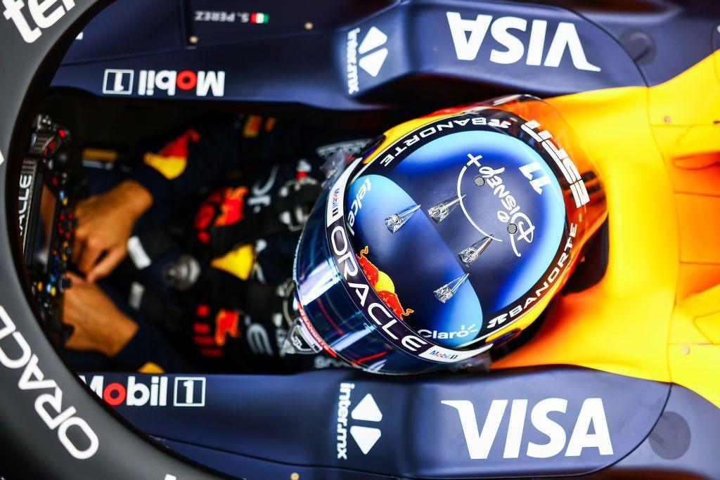 Vue aérienne du cockpit de la Red Bull de Sergio Perez au Grand Prix des États-Unis