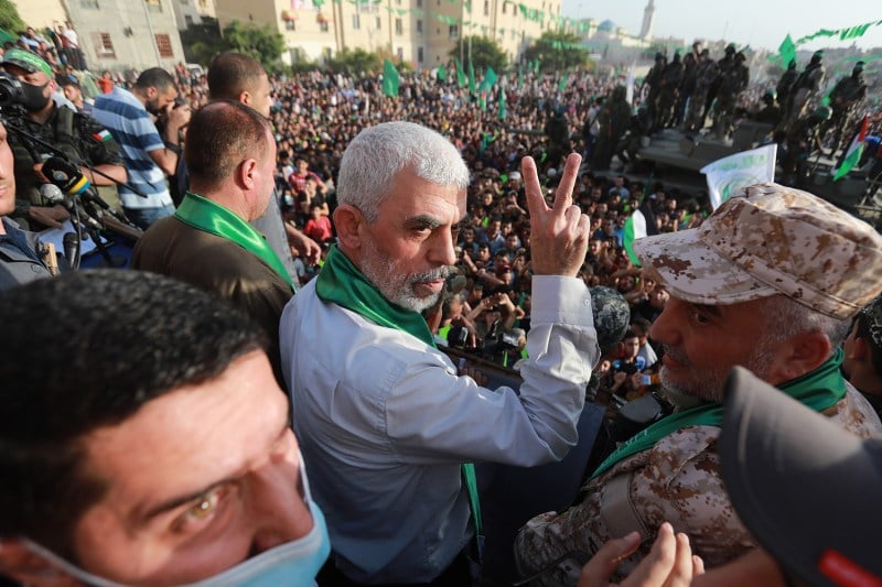 Yahya Sinwar lors d'un rassemblement