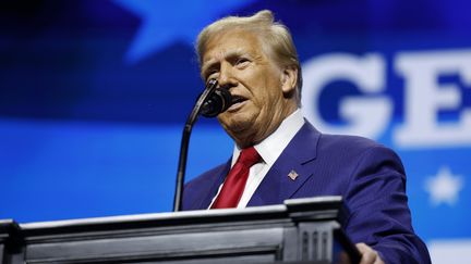 Donald Trump tient un meeting à Duluth (Géorgie), le 23 octobre 2024.