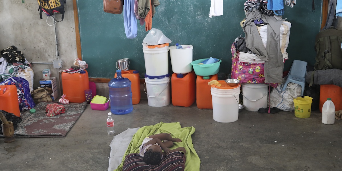 Un enfant dans un refuge pour déplacés, 4 octobre 2024 (AP Photo/Odelyn Joseph)
