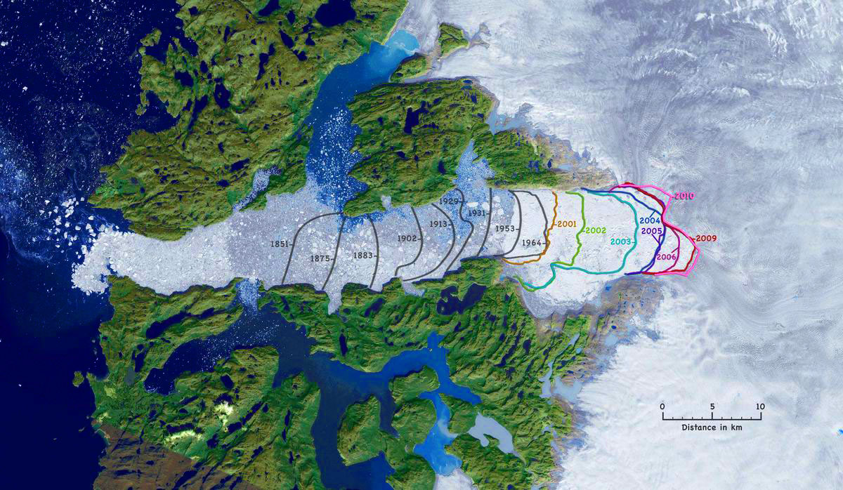 Retrait du glacier Jakobshavn au Groenland