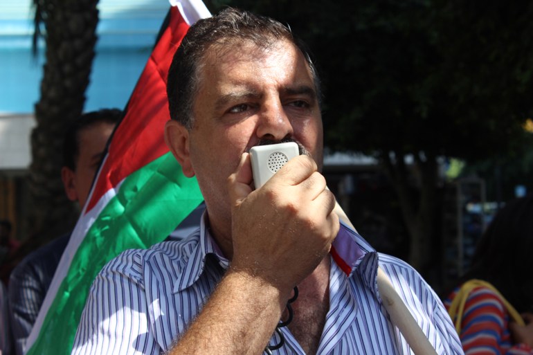 Zaher Al-Chashti lors d'un événement de solidarité à Naplouse