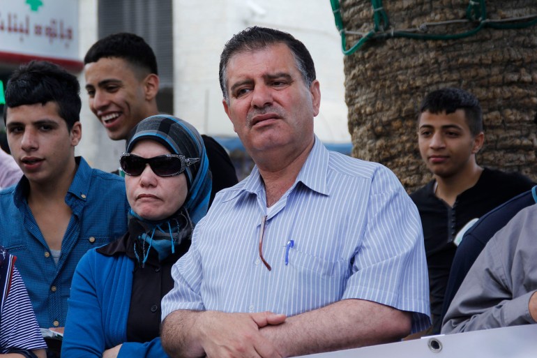 Zaher Al-Chashti lors d'une action de solidarité à Naplouse