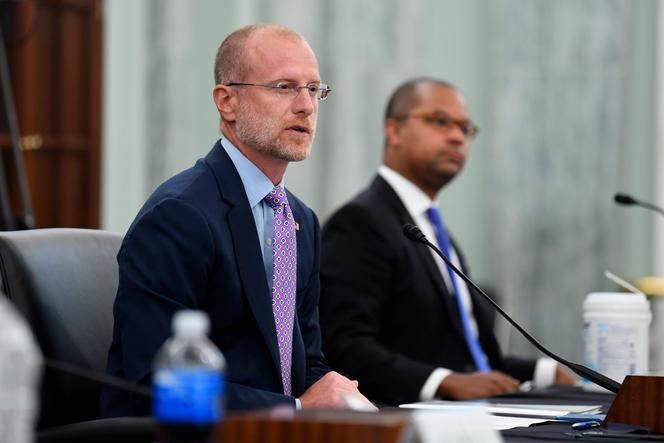 Brendan Carr lors d’une audition de la commission sénatoriale du commerce, des sciences et des transports sur la Commission fédérale des communications, au Capitole, à Washington, le 24 juin 2020.