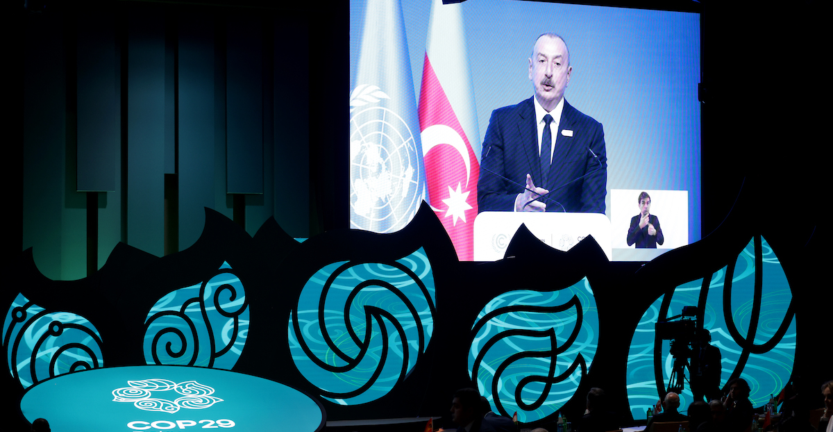 Ilham Aliyev durant un discours à la COP29