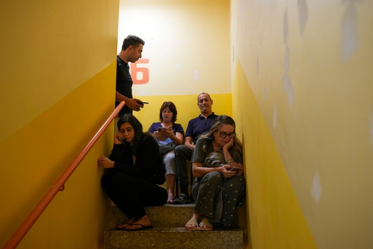 Israeli civilians taking shelter in Haifa