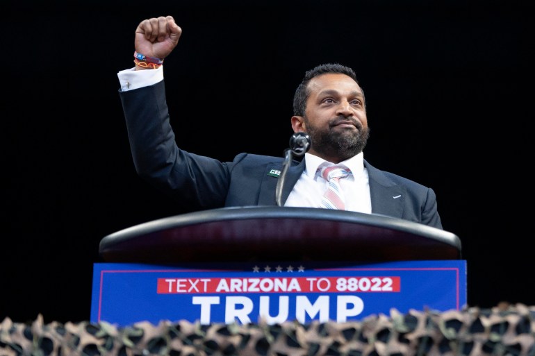 Kash Patel lors d'un rassemblement politique