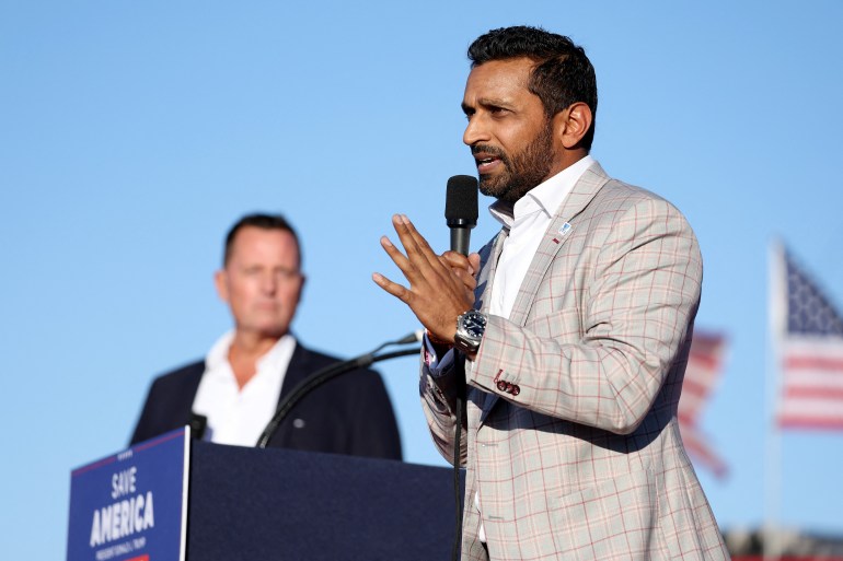 Kash Patel lors d'un rassemblement à Minden, Nevada