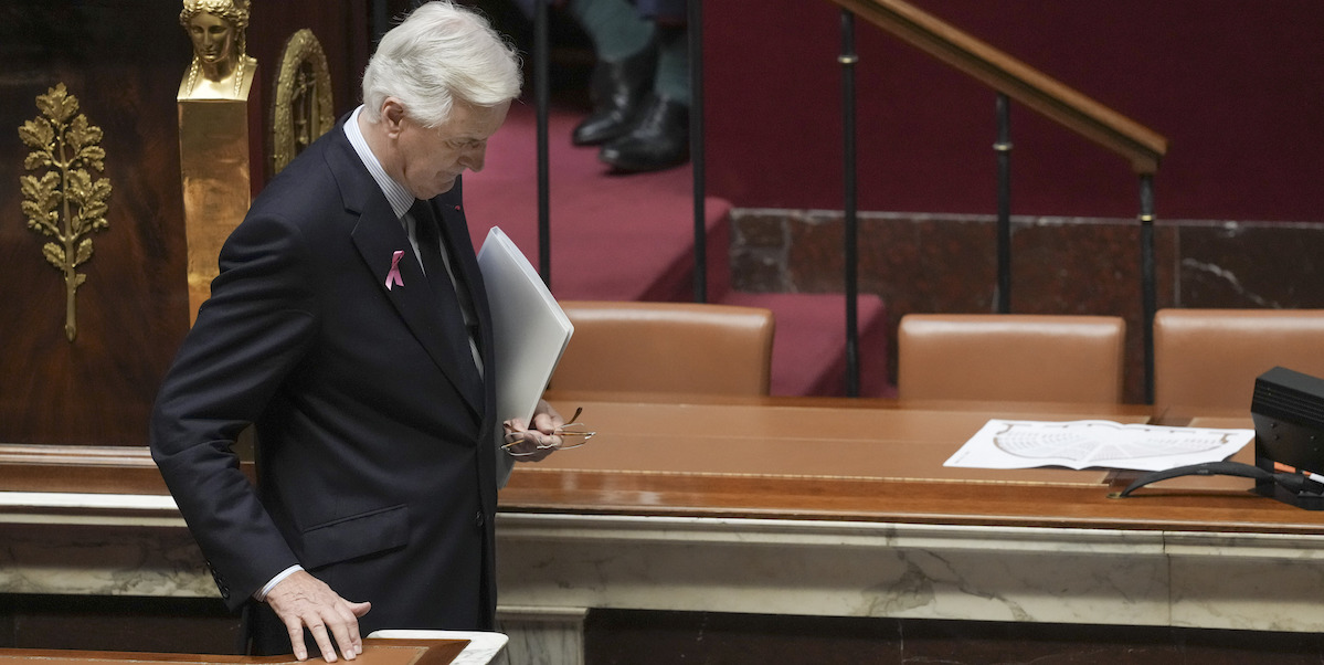 Michel Barnier à l'Assemblée Nationale, Paris, 1 octobre 2024 (AP Photo/Thibault Camus)