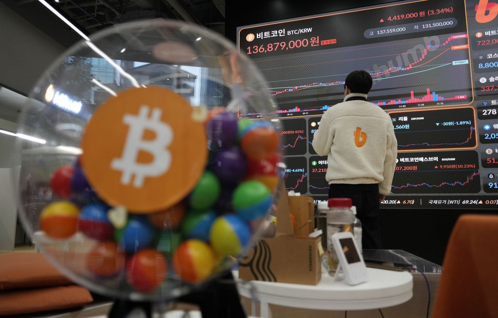 Le salon de l’échange de cryptomonnaies Bithumb à Séoul, en Corée du Sud