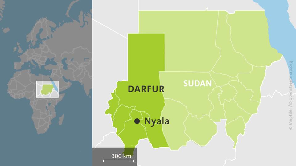 Carte du Soudan avec Darfour et Al-Faschir