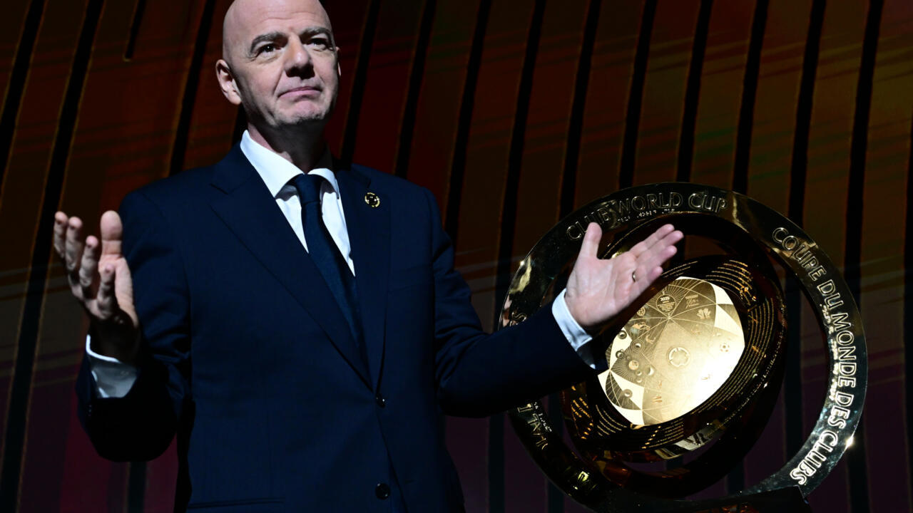 Le président de la FIFA, Gianni Infantino, avant le tirage au sort du Mondial des clubs 2025 à Miami