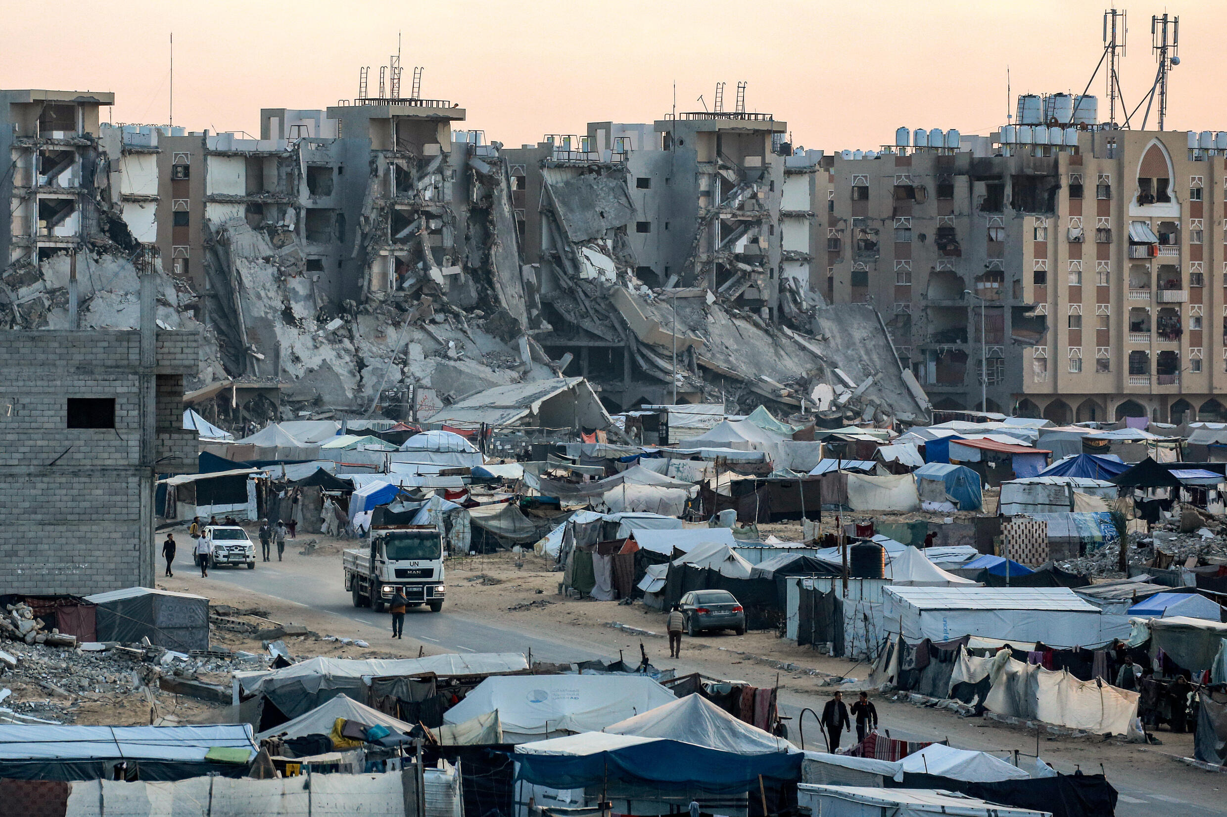 Un camp de déplacés à Khan Younès, dans le sud de la bande de Gaza, le 22 décembre 2024.
