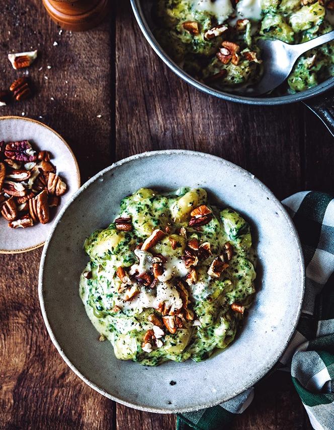 Gnocchis aux épinards, gorgonzola et noix de pécan