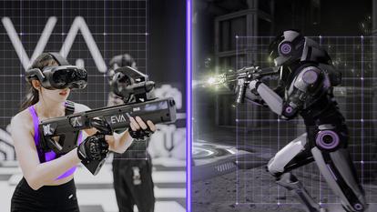 Casque VR sur la tête et arme connectée à la main, les joueurs se retrouvent plongés à l’intérieur de vrais jeux vidéo.