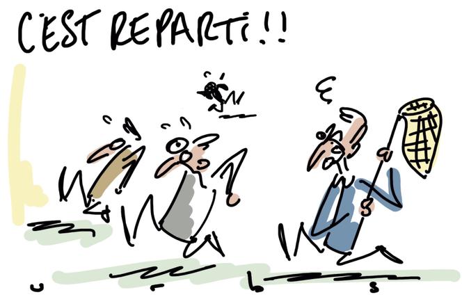 Dessin paru en une du « Monde » daté du 10 décembre 2024, signé par le dessinateur français Urbs.