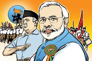 Mohan Bhagwat et Narendra Modi.
