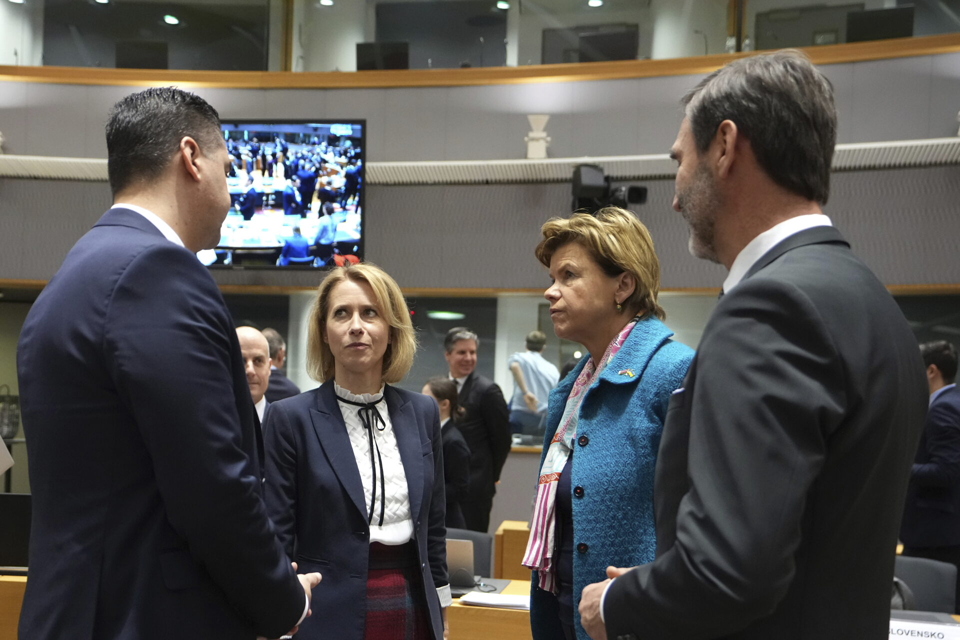 Kaja Kallas lors d'une réunion des ministres des affaires étrangères de l'UE à Bruxelles