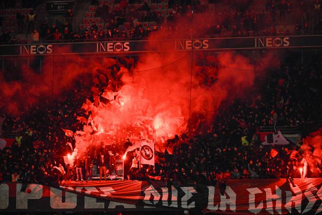 Les tribunes de l’Allianz Riviera lors du match de Ligue 1 entre l’OGC et l’Olympique de Marseille, à Nice, le 26 janvier 2025.