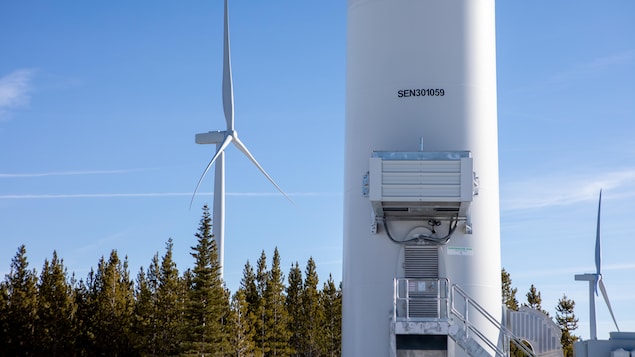 Trois éoliennes.