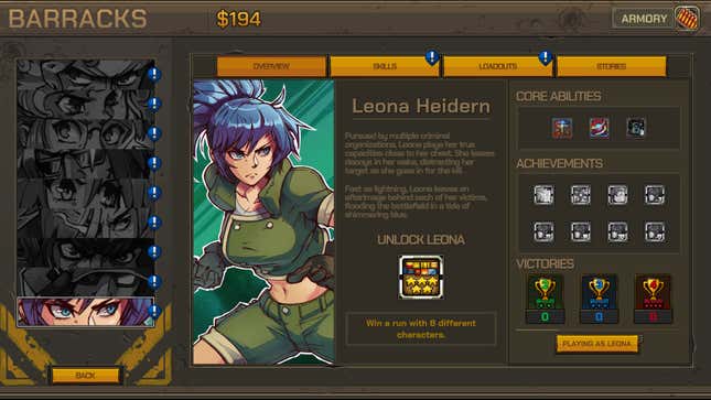 Écran de déblocage de Leona Heidern