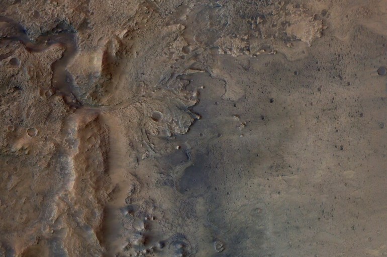 Restes d'un delta ancien dans le cratère de Jezero