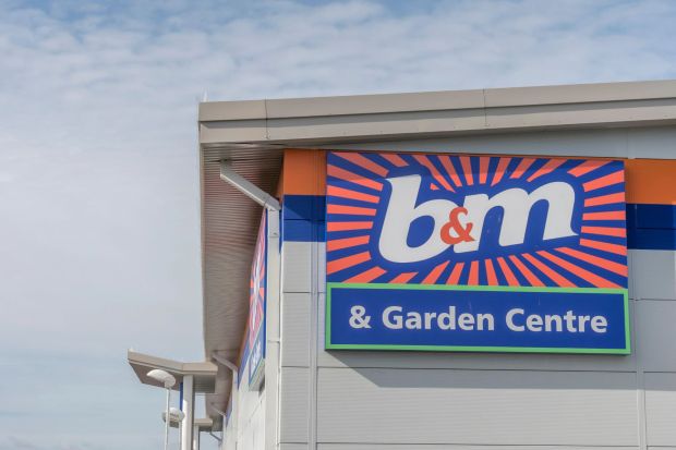 B&M & Garden Centre sign on a building