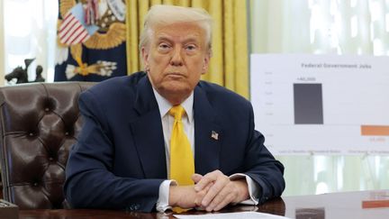Le président américain, Donald Trump, le 7 mars 2025 à la Maison Blanche à Washington (Etats-Unis). (ANNA MONEYMAKER / GETTY IMAGES NORTH AMERICA / AFP)