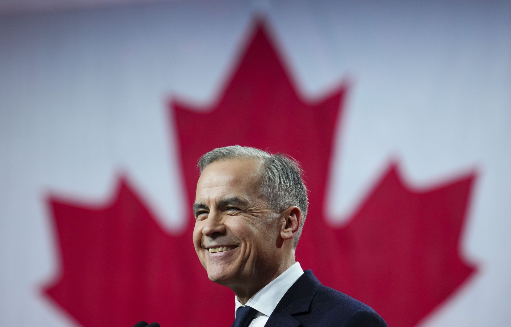 Mark Carney le soir de son élection comme nouveau chef libéral, le 9 mars