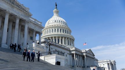 Le Capitole, siège du Congrès américain, à Washington, le 12 mars 2025. (NATHAN POSNER / ANADOLU / AFP)