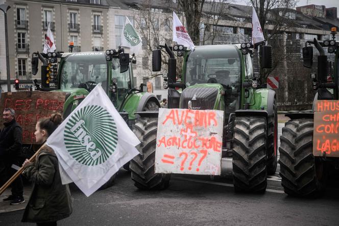 Une manifestation d’agriculteurs, organisée par la FNSEA, à Nantes, le 25 janvier 2024.