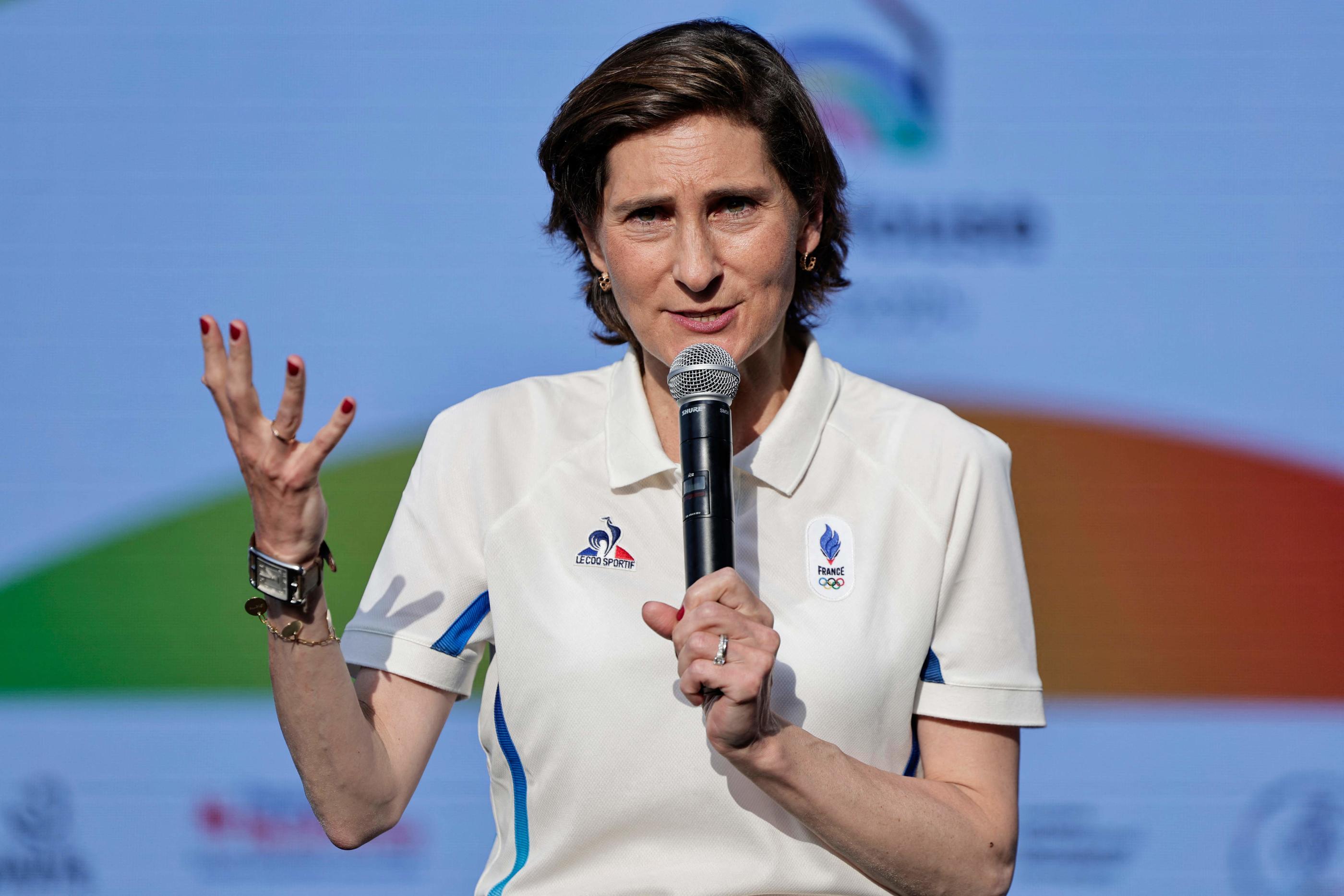L'ex-ministre des Sports et des Jeux olympiques Amélie Oudéa-Castéra, ici pendant les Jeux de Paris. AFP/STEPHANE DE SAKUTIN