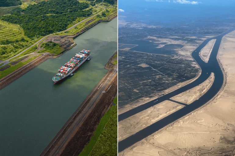 Canal de Suez (droite) et canal de Panama (agences)