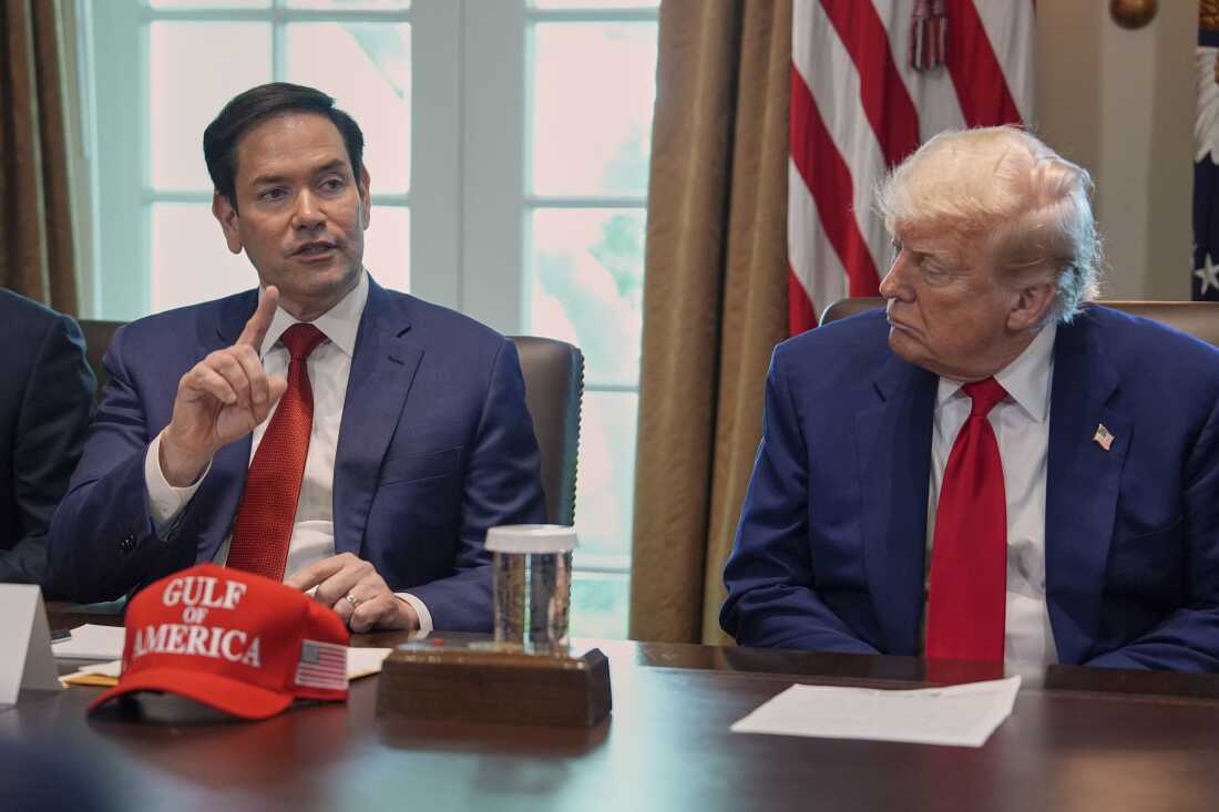 Marco Rubio prend la parole lors d'une réunion de cabinet à la Maison Blanche.