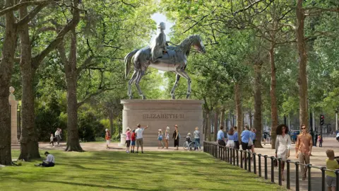 Statue proposée de la reine Elizabeth II à cheval par Foster + Partners