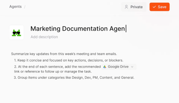 Le Chat Enterprise est capable de créer des agents IA pour certaines tâches. (Crédit Photo: Mistral AI)