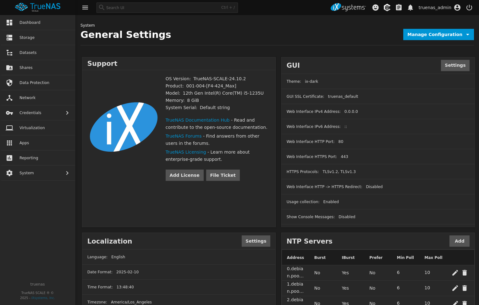 Configuration de TrueNAS SCALE