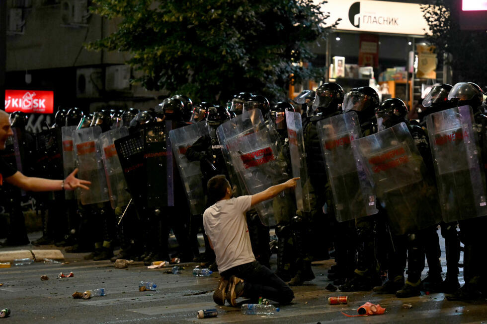 Incidents pendant une manifestation antigouvernementale à Belgrade, le 28 juin 2025