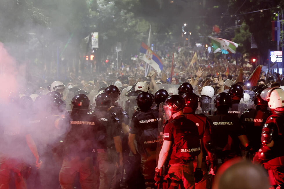 Incidents pendant une manifestation antigouvernementale à Belgrade, le 28 juin 2025