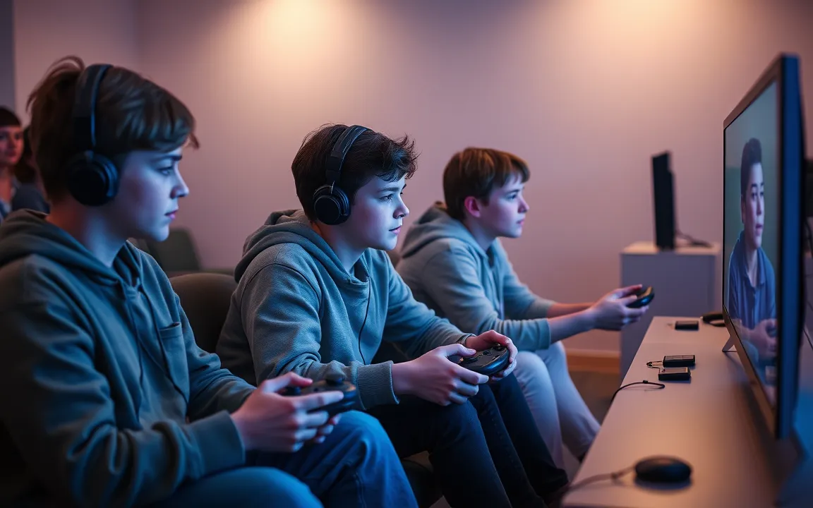 Ai generated image of teens playing video games