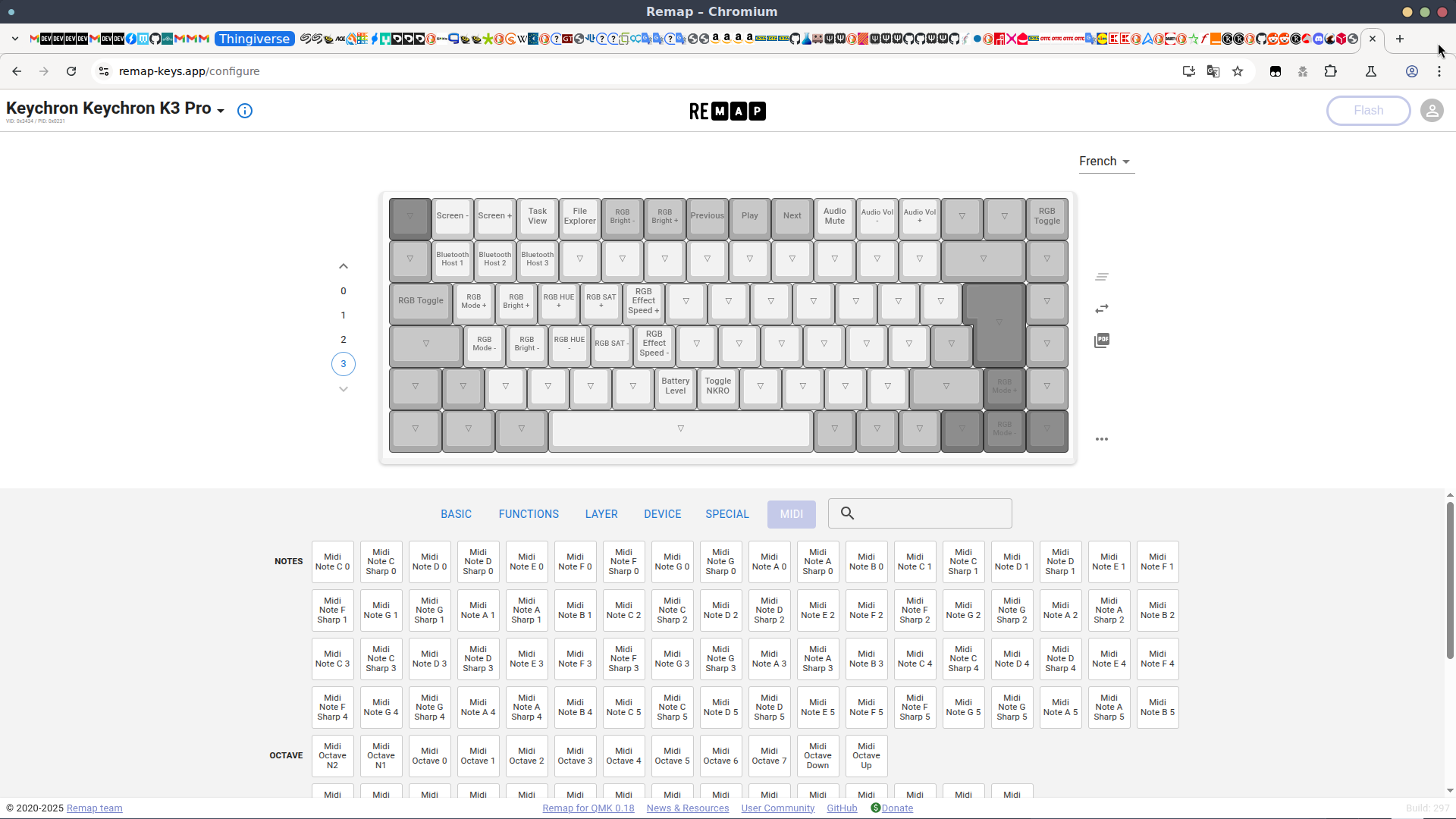 Interface de l'application Web Remap pour personnalisé son clavier