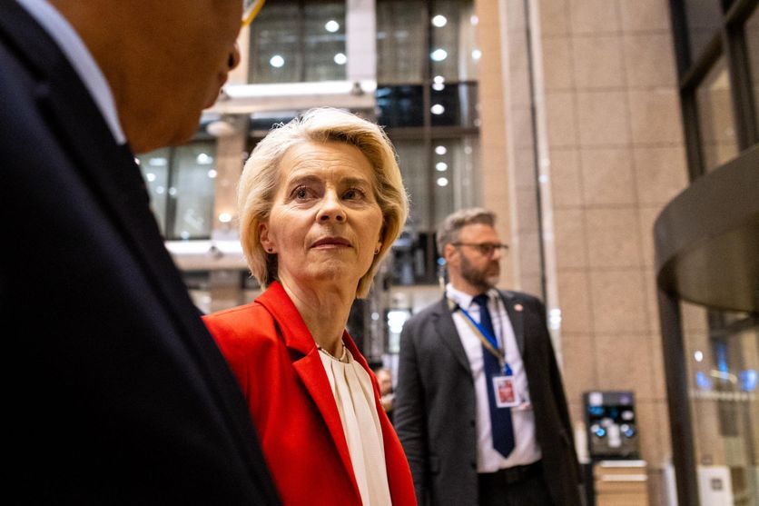 La présidente de la Commission européenne Ursula Von der Leyen lors du sommet des chefs d’État et de gouvernement de l’Union européenne au Conseil européen à Bruxelles, le 26 juillet 2025.