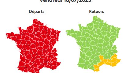 Les prévisions de circulation de Bison Futé vendredi 18 juillet. (BISON FUTE)