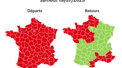 Les prévisions de circulation de Bison Futé de samedi 19 juillet. (BISON FUTE)