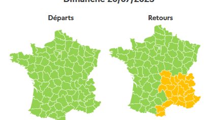 Les prévisions de circulation de Bison Futé dimanche 20 juillet. (BISON FUTE)