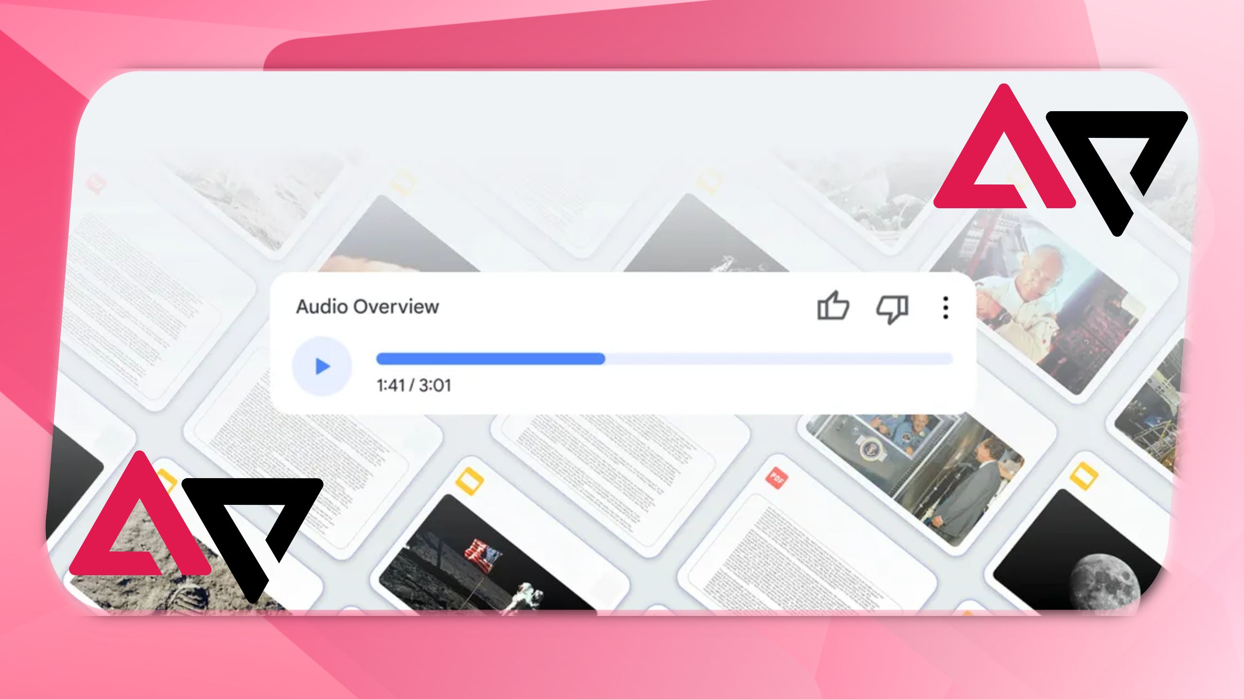 Une image mettant en avant les résumés audio de NotebookLM.