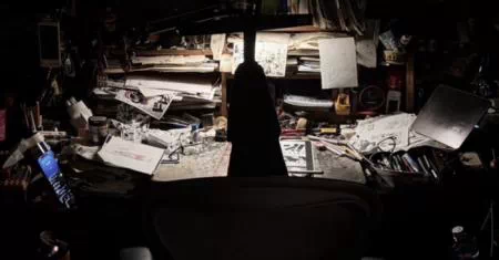 Imu devant le bureau d'Oda