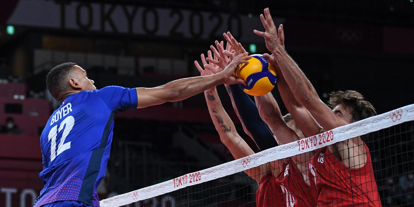 L'équipe de France de volley-ball lors d'un match important
